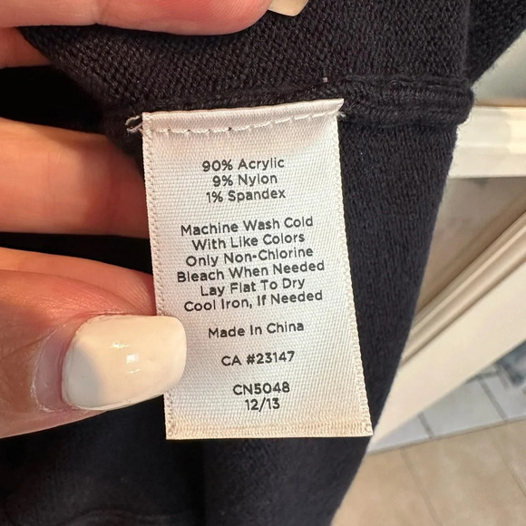 Talbots Dark Navy Long Sleeve Ponte Knit Heavy Sweater Shift Dress Size Large L - Picture 6 of 7